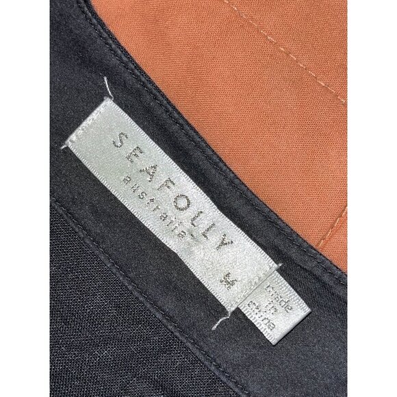 Seafolly Black Embroidered Tunic Cover-UP Dress Women's Size Medium - Picture 5 of 11